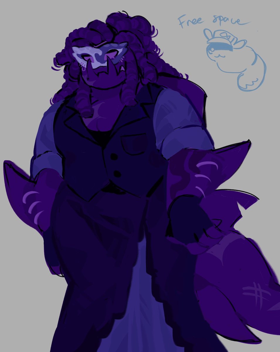 indigo_1244's tweet photo. Found an outfit from some old cardboard box for formal events, it's surprisingly not molded. 

Im past my prime though, it probably doesn't look as good as it used to on me now.

🐟~ Indigo's masquerade outfit for the parodytwt masquerade party event! fancy hideout leader! https://t.co/rFnFUx3Wf7