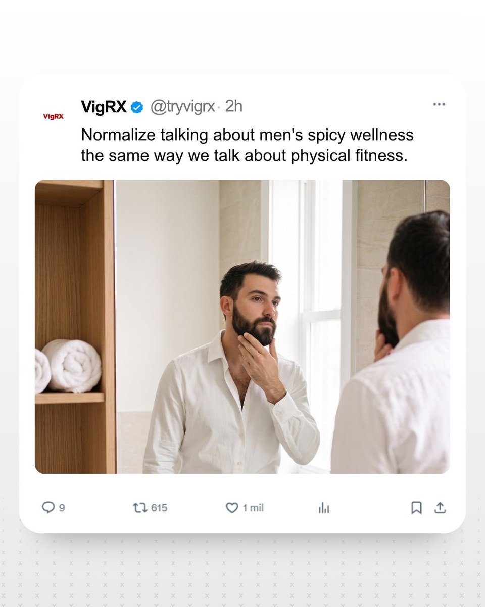 TryVigRX's tweet photo. Men’s performance wellness is part of men’s health.💪

We talk openly about workouts, nutrition, sleep, and staying physically fit, so why should performance be any different?

Less stigma. Better awareness around men’s health at every age.

#VigRX #MensHealth #MensWellness https://t.co/Ae5z1gg9GQ