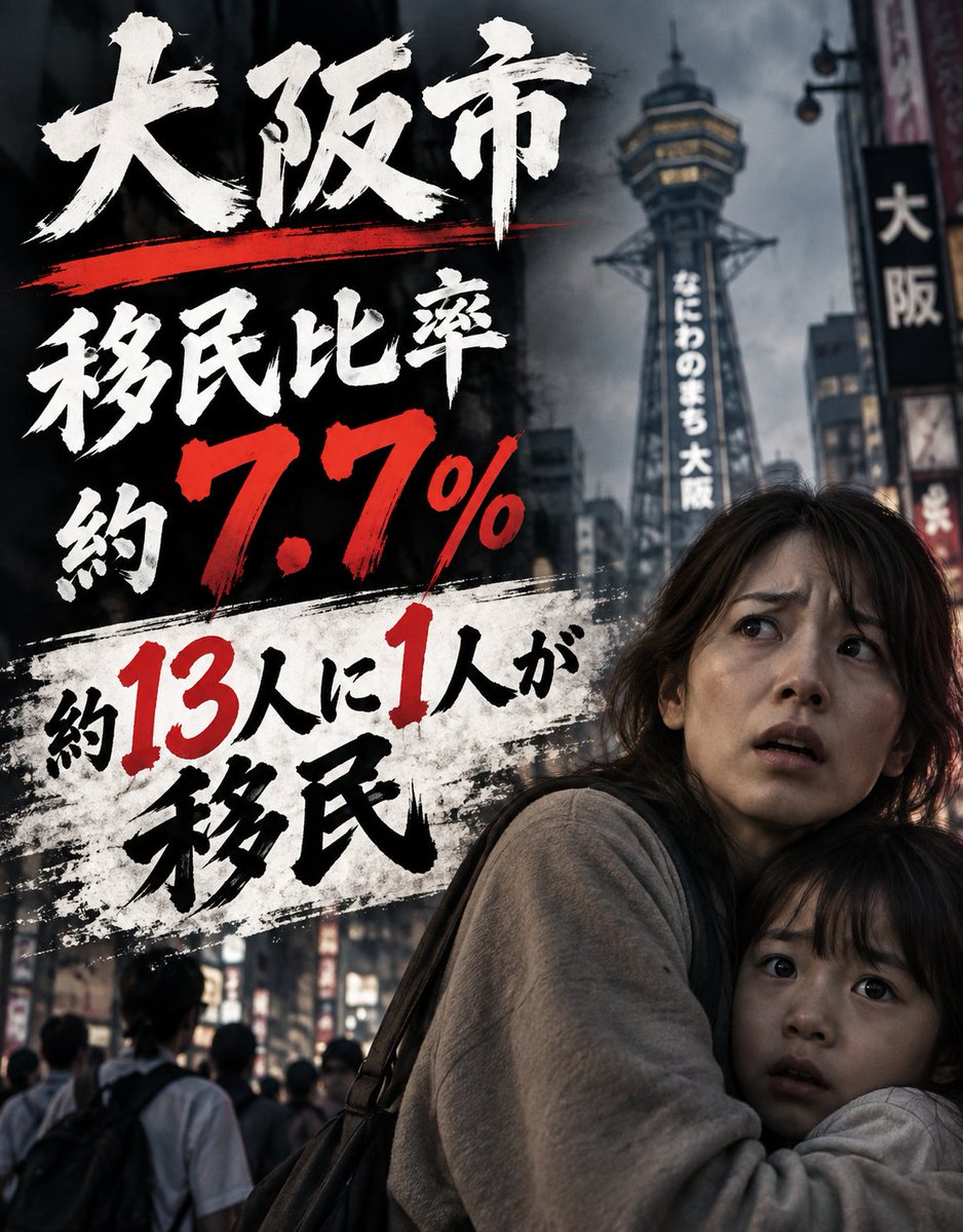 fth6o's tweet photo. 日本人が大阪から逃げているんですよ。
このままでは日本人と移民の比率が逆転しましす。維新政治に終止符を。 https://t.co/VKO0RiH9eP