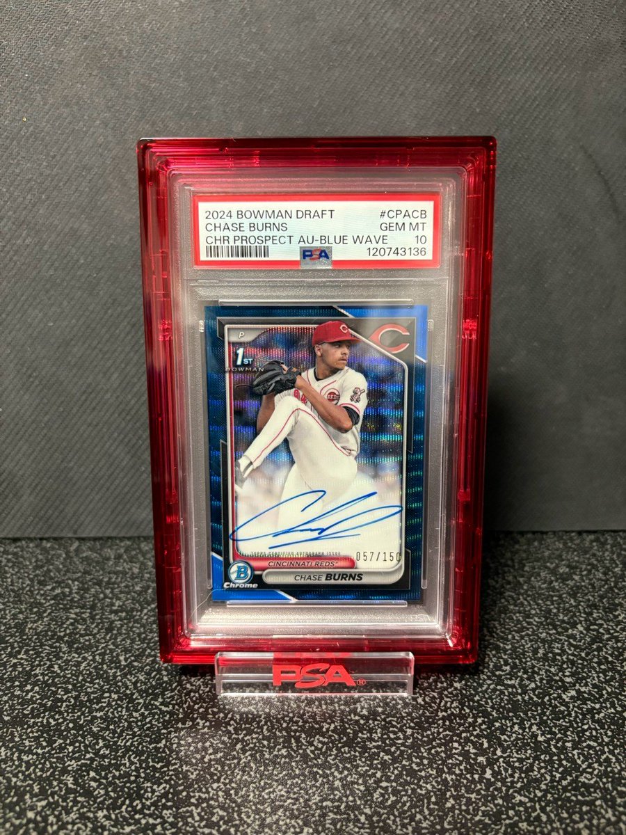 Memosn8g's tweet photo. Cincinnati Reds

Topps Bowman
CHASE BURNS 
1st bowman auto /150 PSA10

Topps Bowman
チェイス・バーンズ 
1st bowman 直筆サイン 
150枚限定 PSA10

@CardPurchaser https://t.co/QArl3kyKB0
