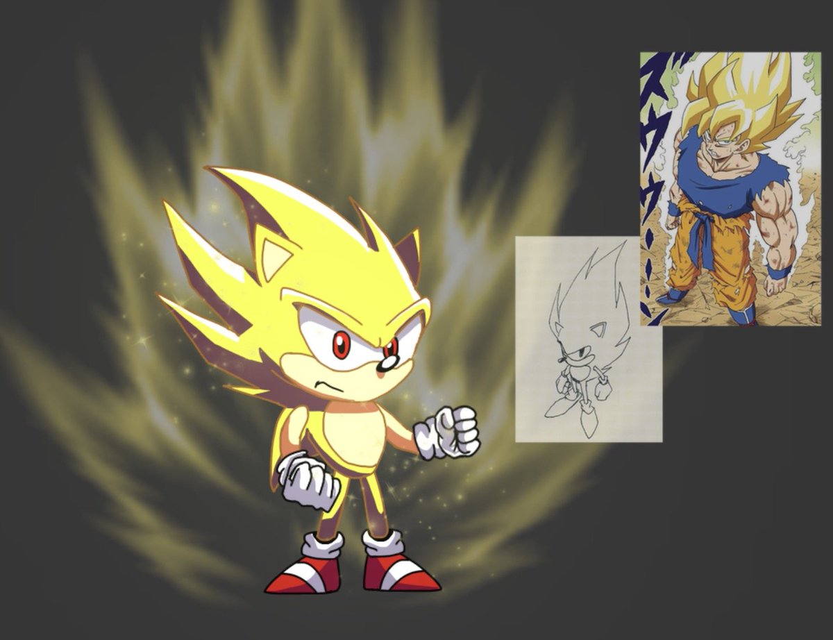 SOSS0nic's tweet photo. Super Saiyan completely changed how I draw Super Sonic TBH https://t.co/ogPydU7bf9