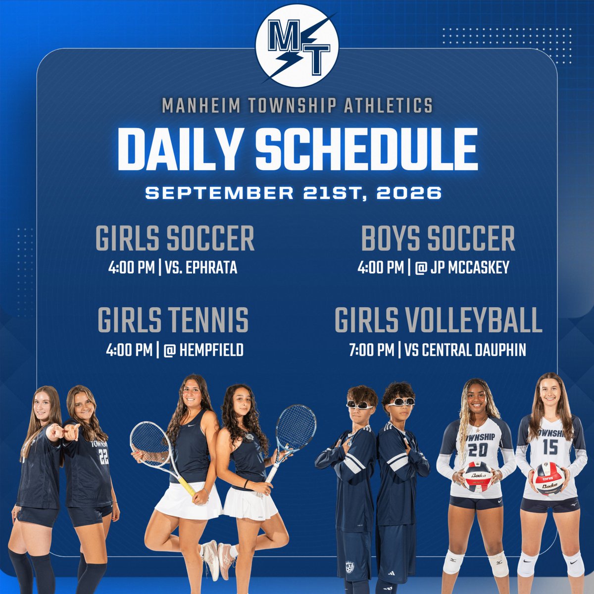 MTSD_ATHLETICS's tweet photo. Monday schedule for MT Athletics!

#GOSTREAKS https://t.co/Afhq59ttid