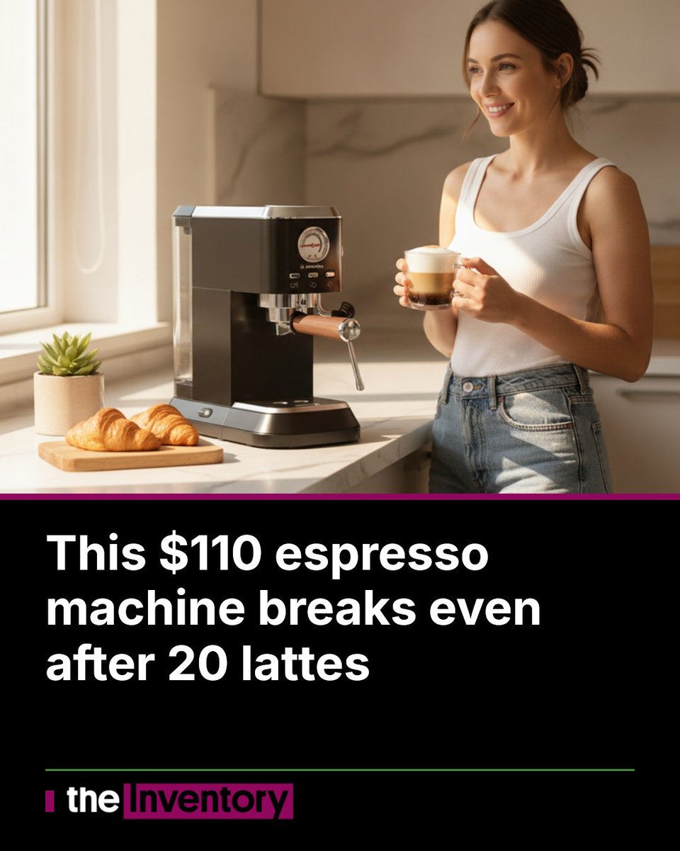 ItsTheInventory's tweet photo. This $110 espresso machine breaks even after 20 lattes
If you're spending $5–6 per latte at a coffee shop, a $110 home espresso machine pays for itself in about six weeks — and drops your per-drink cost to aro
https://t.co/RMIj0ggSnK
#HomeCoffee #EspressoMachine #CoffeeSavings https://t.co/4EZYhjWP2Y