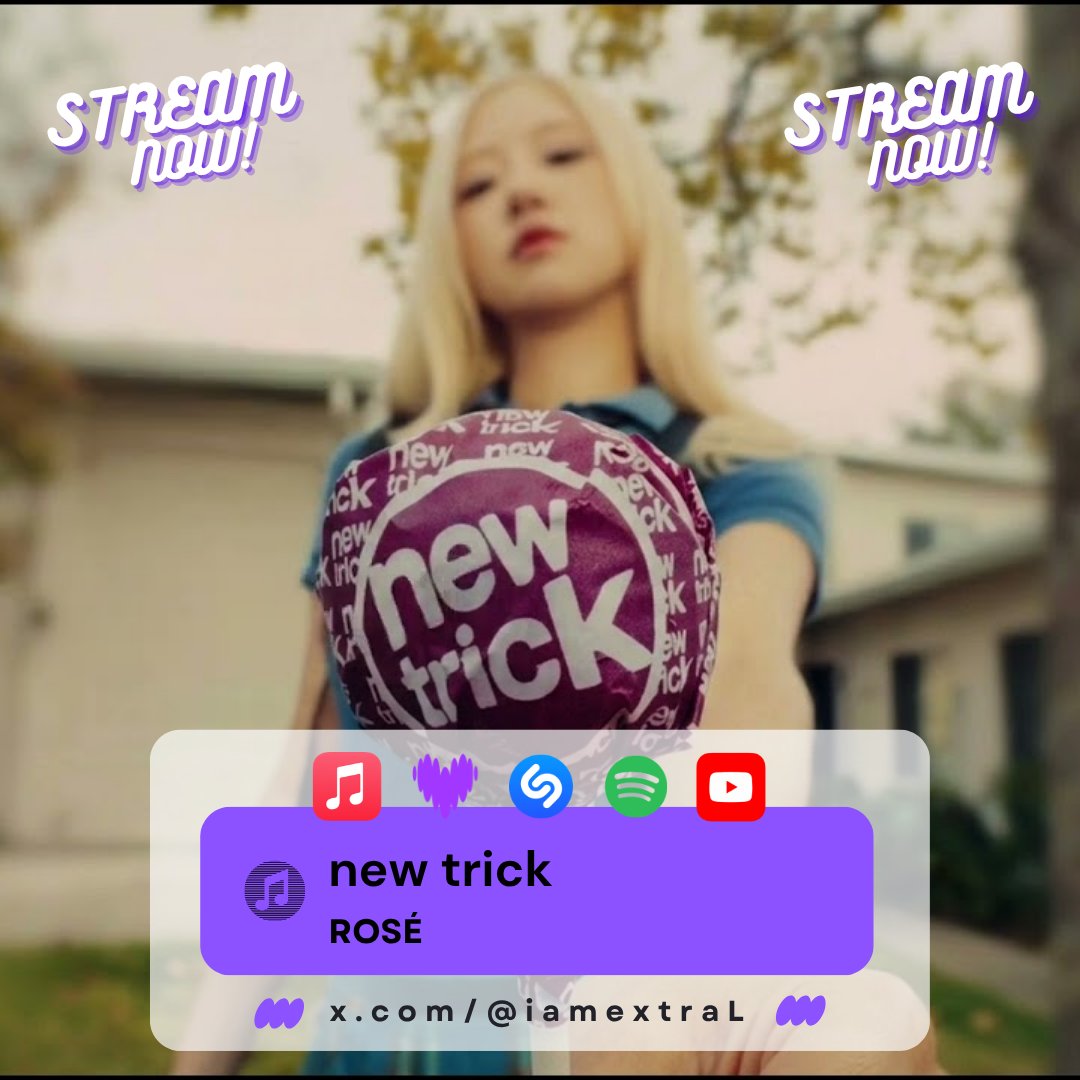 iamextraL's tweet photo. Listen to #ROSÉ's new song #newtrick on
Apple Music 🍎 https://t.co/DwDcDCbaRw
Deezer 🟣 https://t.co/si6lbsfbNz
Spotify 🟢 https://t.co/9FXz5iJy8d
YouTube 🔴 https://t.co/h6DknWLFC0
Finally! Don't forget to Shazam 🔵 https://t.co/em4qDc7eyL