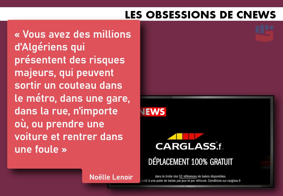 slpng_giants_fr's tweet photo. Votre pub est passée 3360 fois sur #CNews la saison dernière, @Carglass_France.
De quoi associer étroitement votre marque à cette chaîne qui se radicalise de plus en plus à l'approche des élections, devenant un organe de propagande d'extrême-droite.
Assumez-vous cette proximité ? https://t.co/GRntT4zLb7