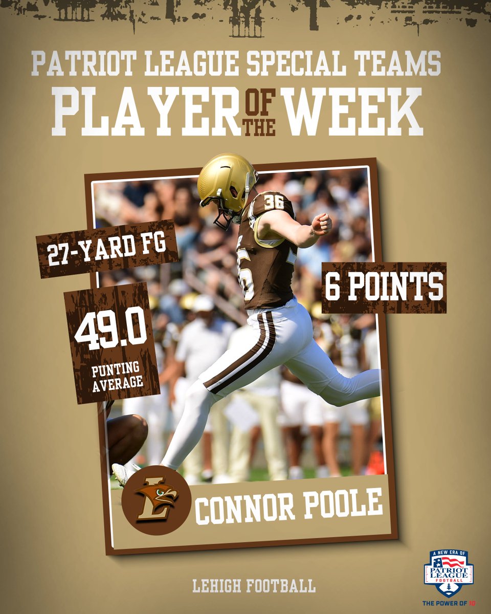 LehighFootball's tweet photo. A big day kickin' it for Connor Poole on Saturday!

https://t.co/fBcarhdVMG

#TheNest https://t.co/IEqVKrmcQl