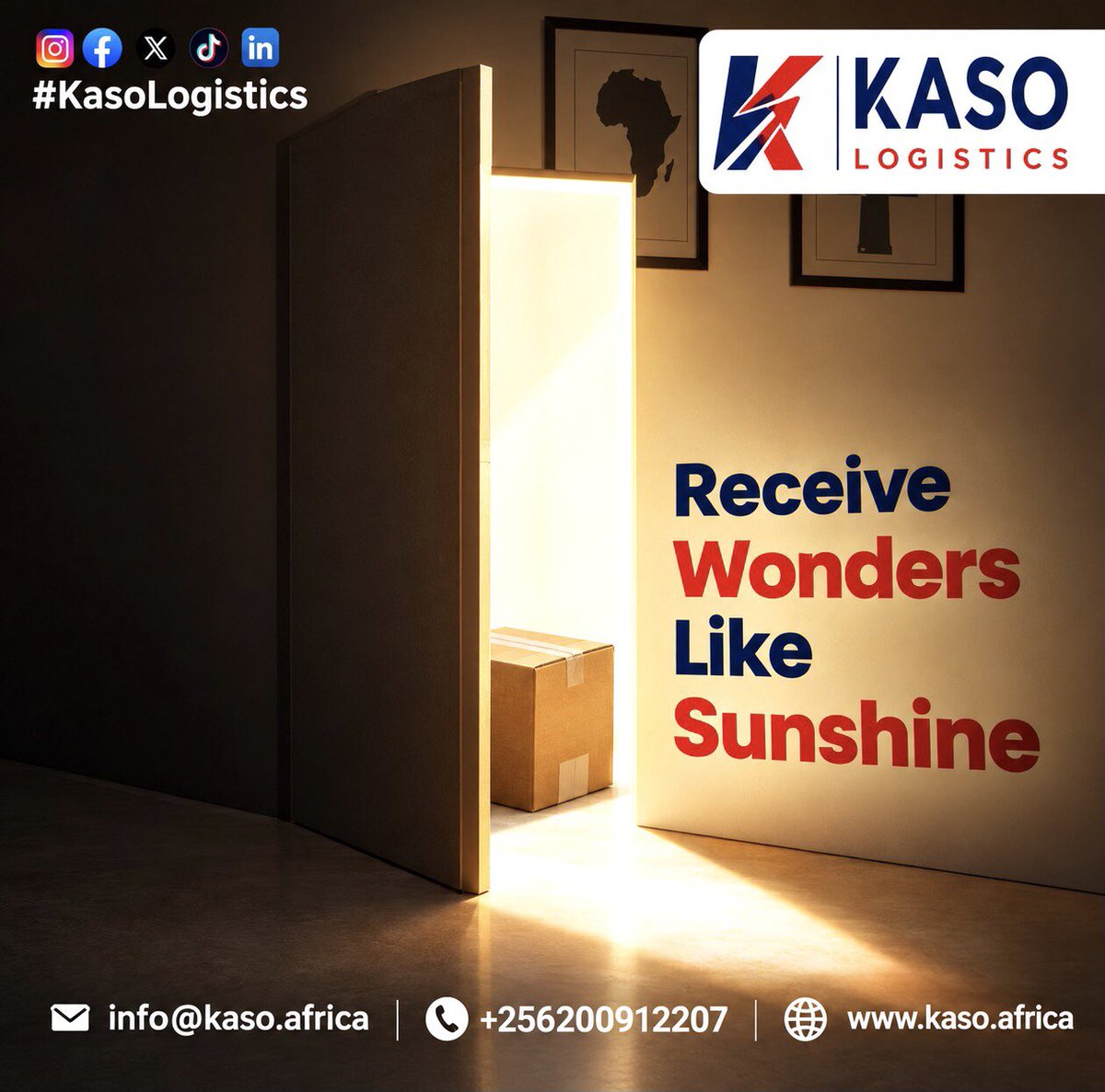 kaso_logistics's tweet photo. Receive wonders like sunshine — steady, reliable  and right on time.

Here we turn complexity into clarity through seamless customs clearance, efficient goods transportation  and expert logistics consultancy.

📧info@kaso.africa

#KASOLogistics #Uganda #GlobalTrade #Logistics https://t.co/4rSXVNzJkO