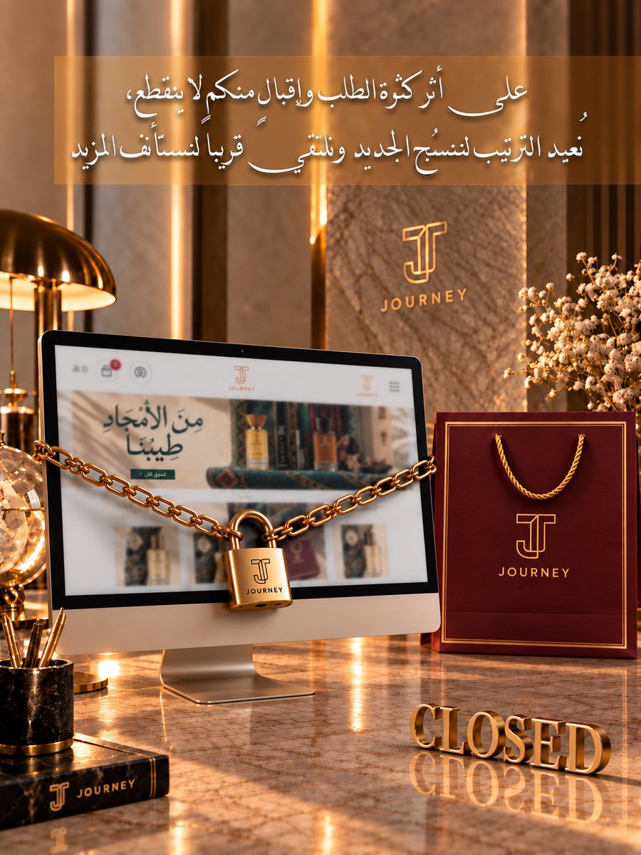 JOURNEYPERFUME's tweet photo. تغلق أبواب المتجر الإلكتروني مؤقتًا لنرتقي بتفاصيل القادم.. 
و يعود اللقاءُ بكم أعذبَ وأبقَى 🤍. 
#عطور_جورني https://t.co/f2GXXDJvyx