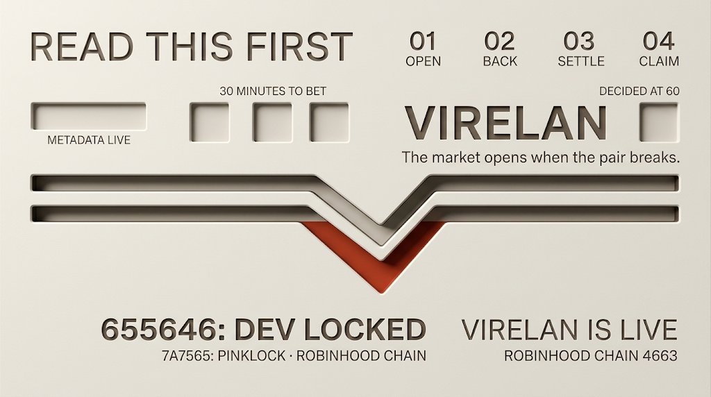 virelanengine's tweet photo. $VIRE Red candle. Relax, we built a whole engine around this.

CA: 0xbd9f257dd557a4f3098abb050073d66881bfebb2

Things that belong together drift apart for a moment, then find their way back. That is literally what Virelan measures.

The chart moved. The engine did not. Still live, still reading 15 pairs every block, still open to anyone on https://t.co/kZulsB4OSY.

Dips are splits. You know what we bet on.

$VIRE on @ponsdotfamily