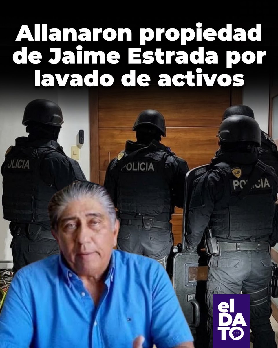 eldatodigitalec's tweet photo. 🔴| ATENCIÓN: Una vivienda propiedad de Jaime Estrada Bonilla, candidato a la alcaldía de Manta, fue allanada por la Policía Nacional. El motivo de la acción judicial sería por una investigación en curso por lavado…

Nota completa➡️ https://t.co/oCLsav6bt2 https://t.co/aTOzqlCUlO