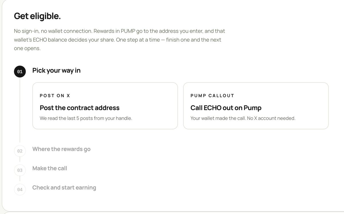 Echopumpdrop's tweet photo. Guys don't forget to check yourselves as eligible on the platform, in order to claim your $PUMP