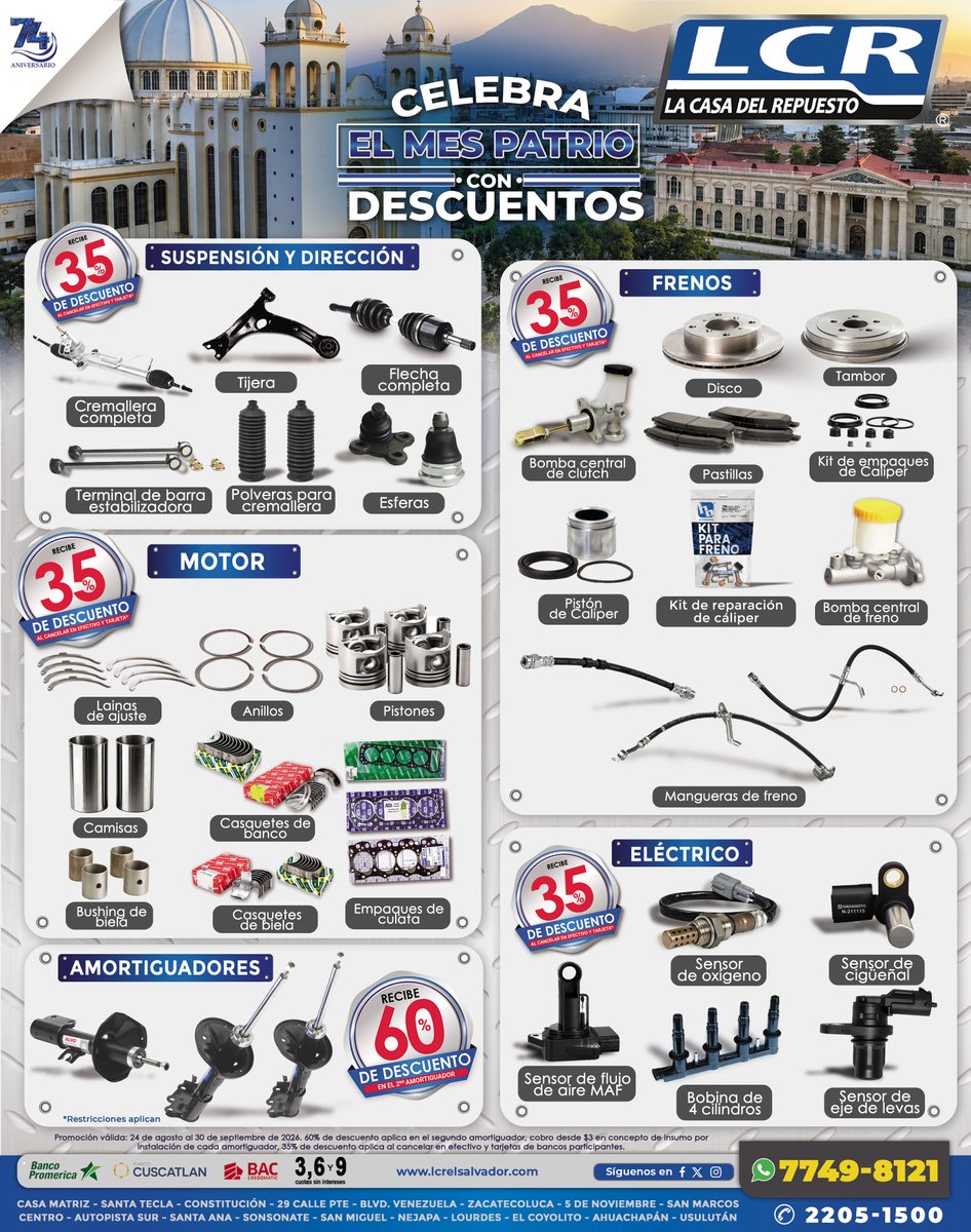 CasaDelRepuesto's tweet photo. Más oportunidades para seguir en ruta. 🚘
Durante este Mes Patrio encuentra promociones especiales en La Casa Del Repuesto y equipa tu vehículo para los kilómetros que vienen.
¡Haz tu parada en LCR y aprovecha! 🔧 https://t.co/58OELTIiOY