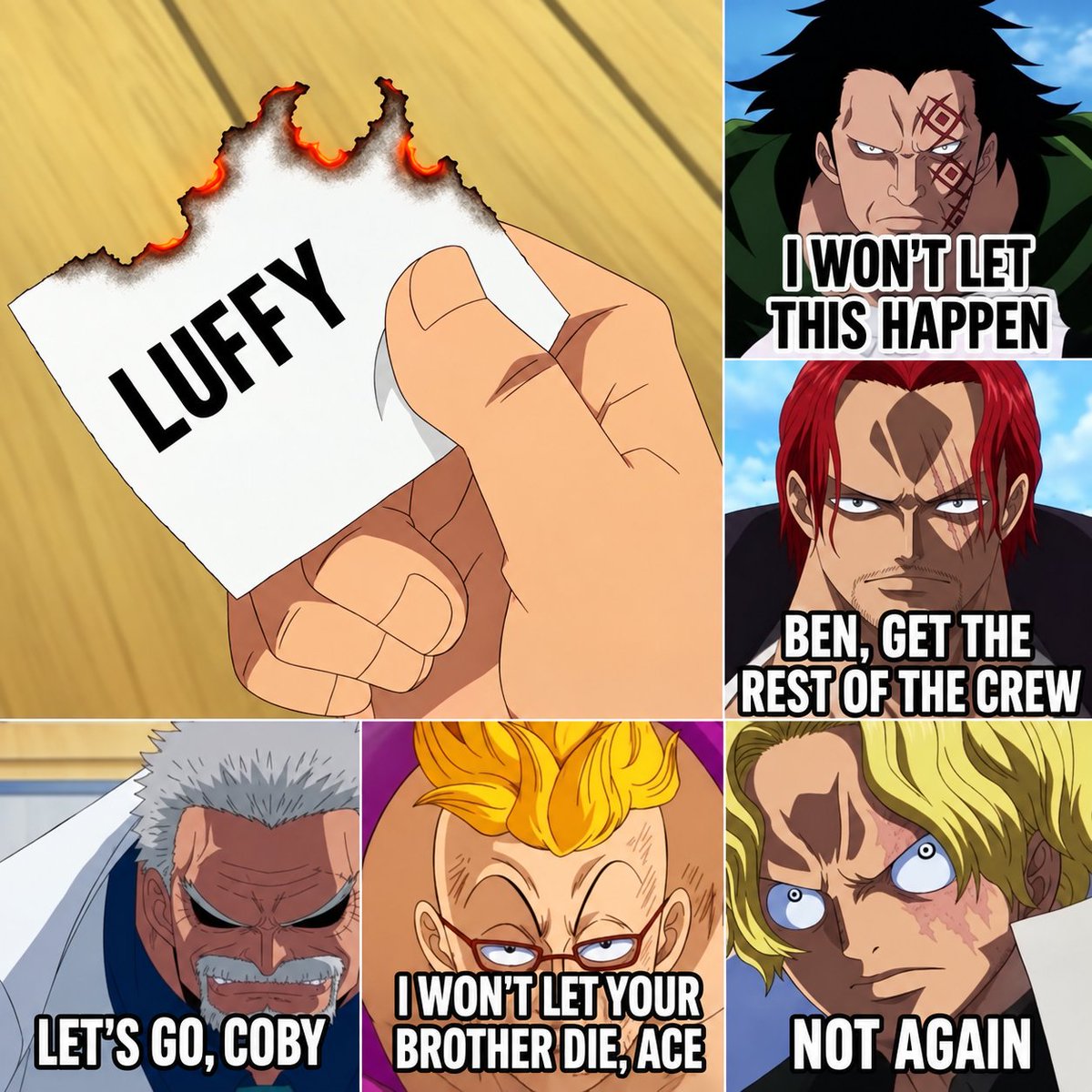 TheAnimeHub_'s tweet photo. When Luffy is in trouble, the whole squad takes it personally 😭🔥

Nobody's touching the captain. ☠️🔥 https://t.co/iOrauz7PA3