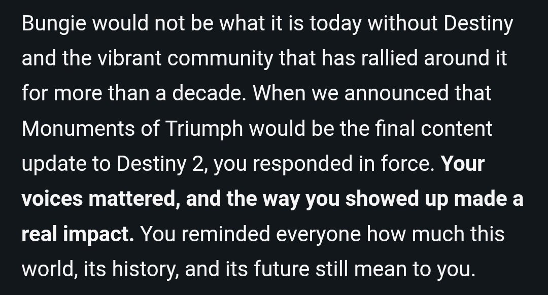 GuardiansForD3's tweet photo. Never let anyone tell you this community can't make a difference. #DestinyForever https://t.co/SHTDpyy4oS