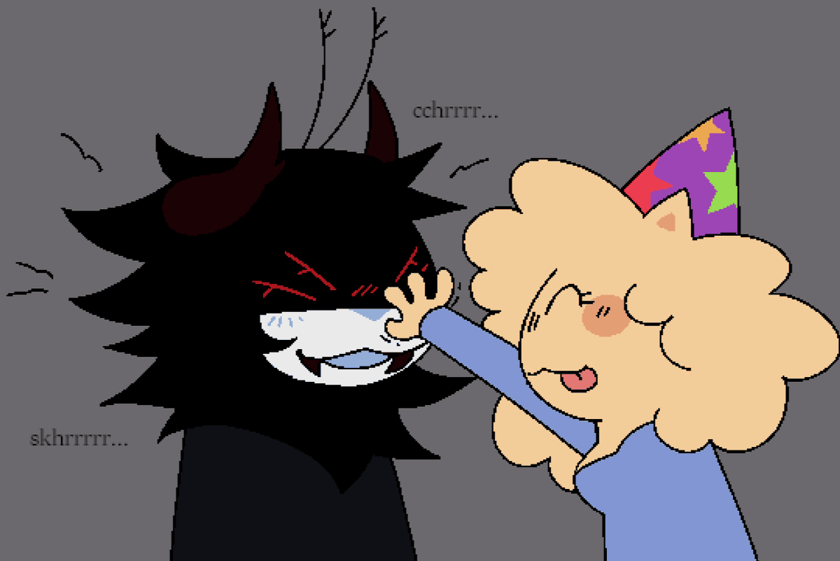 Blueflare132's tweet photo. Also in relation to my old post, he sometimes gets a lil itchy where his nose horn used to be so it is scritchy time (this would never happen he would tear their arm off ♥️ but thats oka they got it) #partybeetle #regretevator https://t.co/D5xunJMxqr