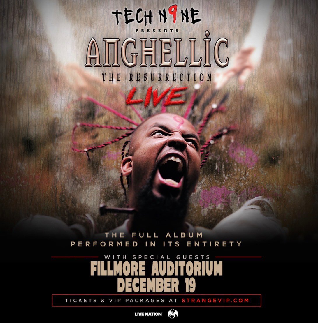 3deepDen's tweet photo. 🚨NEW SHOW ALERT 🚨
Saturday,  DECEMBER 19, 2026 
.
@TechN9ne 
Anghellic: The Resurrection Anniversary Tour
Full Album Set!!!

LIVE AT @FillmoreDEN 
.
💥ON SALE NOW
Tix Link: https://t.co/UwRNWsyATf https://t.co/EAEcVmeIaO