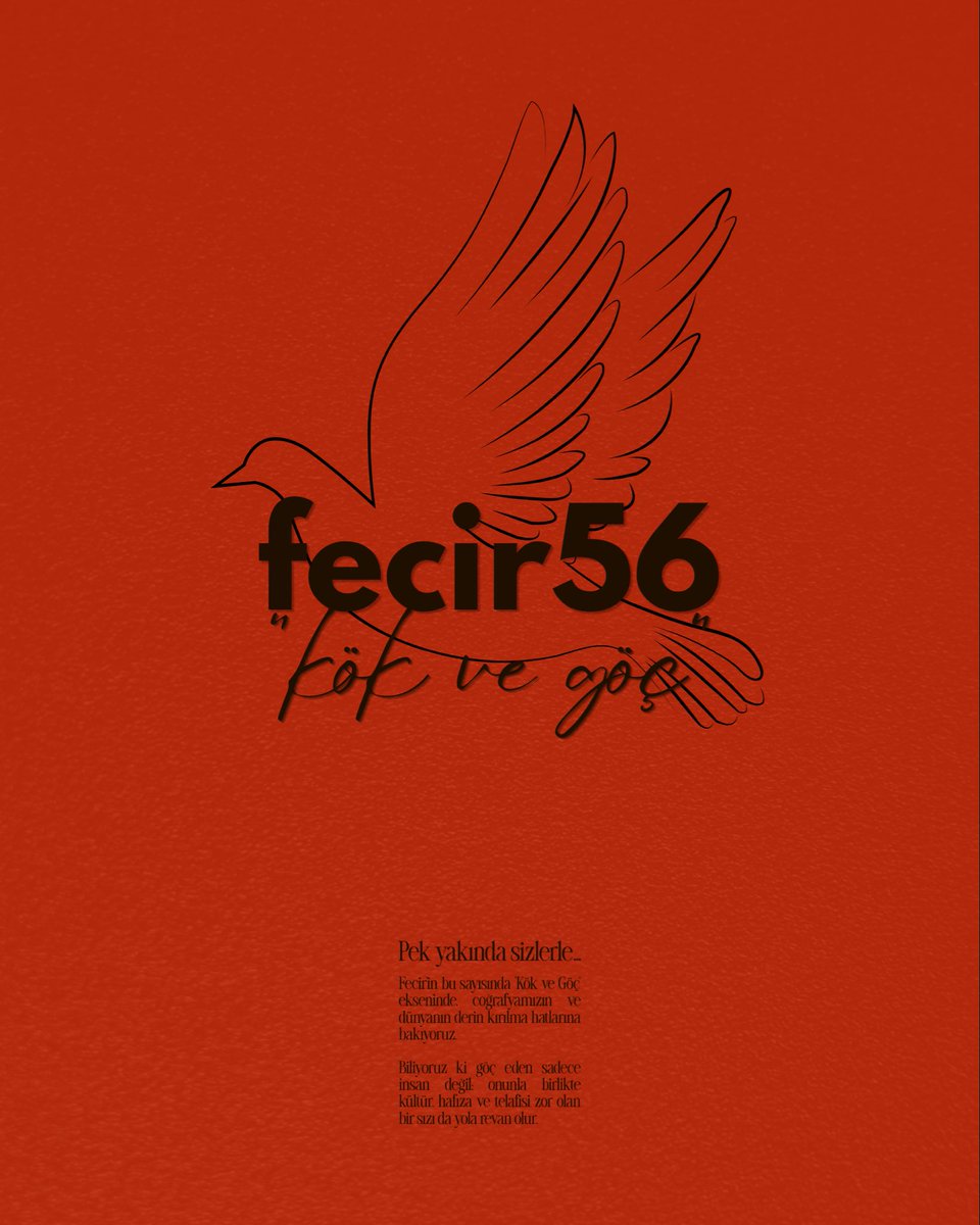 fecirdergi's tweet photo. Fecir 56 sayı pek yakında sizlerle..
Fecir’in bu sayısında ‘Kök ve Göç’ ekseninde, coğrafyamızın ve dünyanın derin kırılma hatlarına bakıyoruz.
Biliyoruz ki göç eden sadece insan değil; onunla birlikte kültür, hafıza ve telafisi zor olan bir sızı da yola revan olur.
#fecir https://t.co/TVtSSsne6H