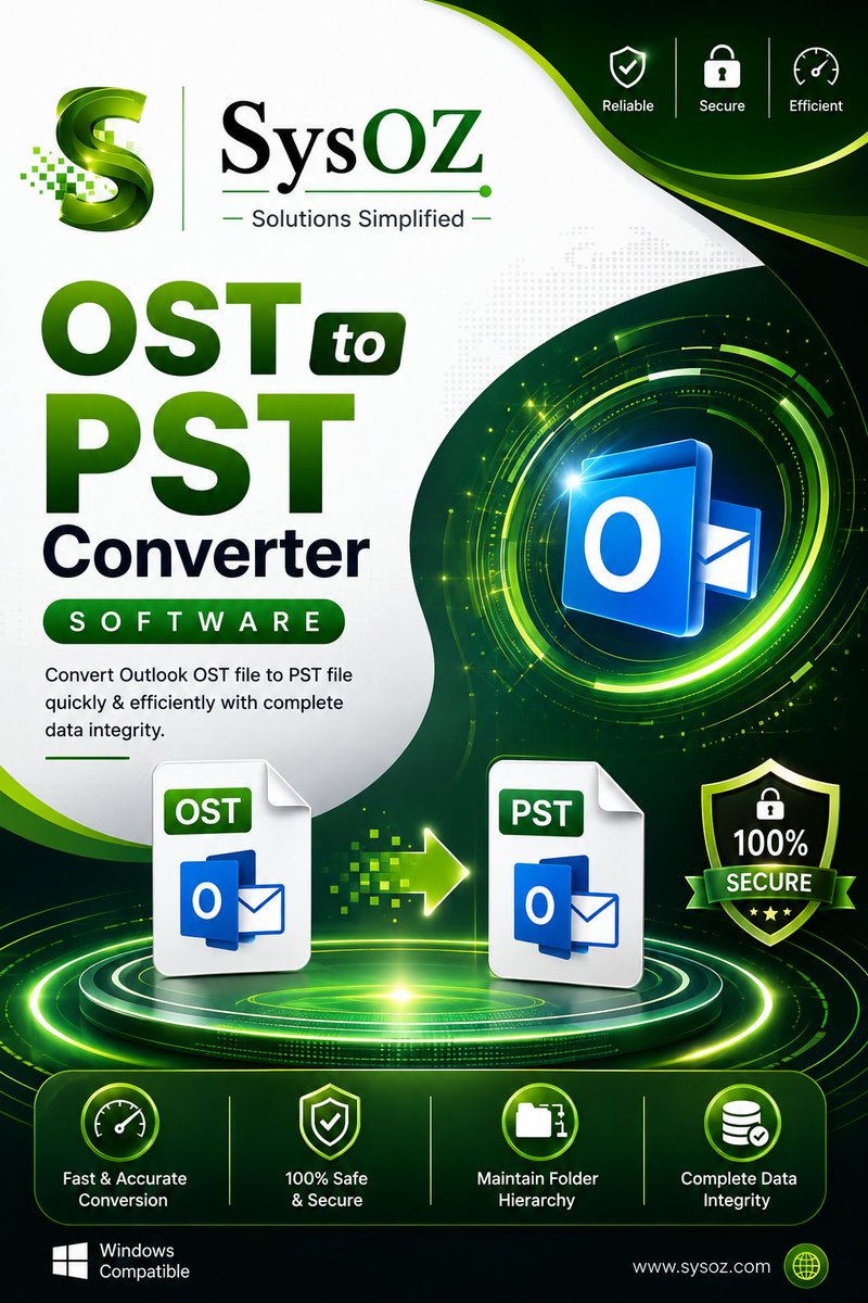 Sys_OZ's tweet photo. Just you can free download SysOZ OST to PST Converter Software which can helps users to repair and convert unlimited OST emails data into many file formats like as PST, MSG, EML, EMLX, MBOX, vCard and vCal file formats.

https://t.co/G9EpTK5Ojq https://t.co/YwwFT6baiO