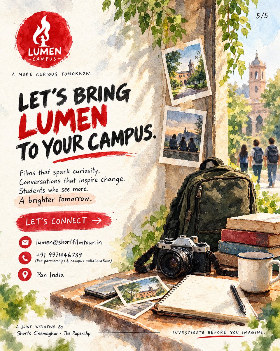 lumenfilmlab's tweet photo. We’re looking for campus partners across India.

If you’d like to bring LUMEN to your campus, let’s talk.

📩 lumen@shortfilmtour.in
📞 +91 9971446789

[2/2]

#LumenCampus #FilmSchools #ResearchToFilm https://t.co/awFnezrHxI