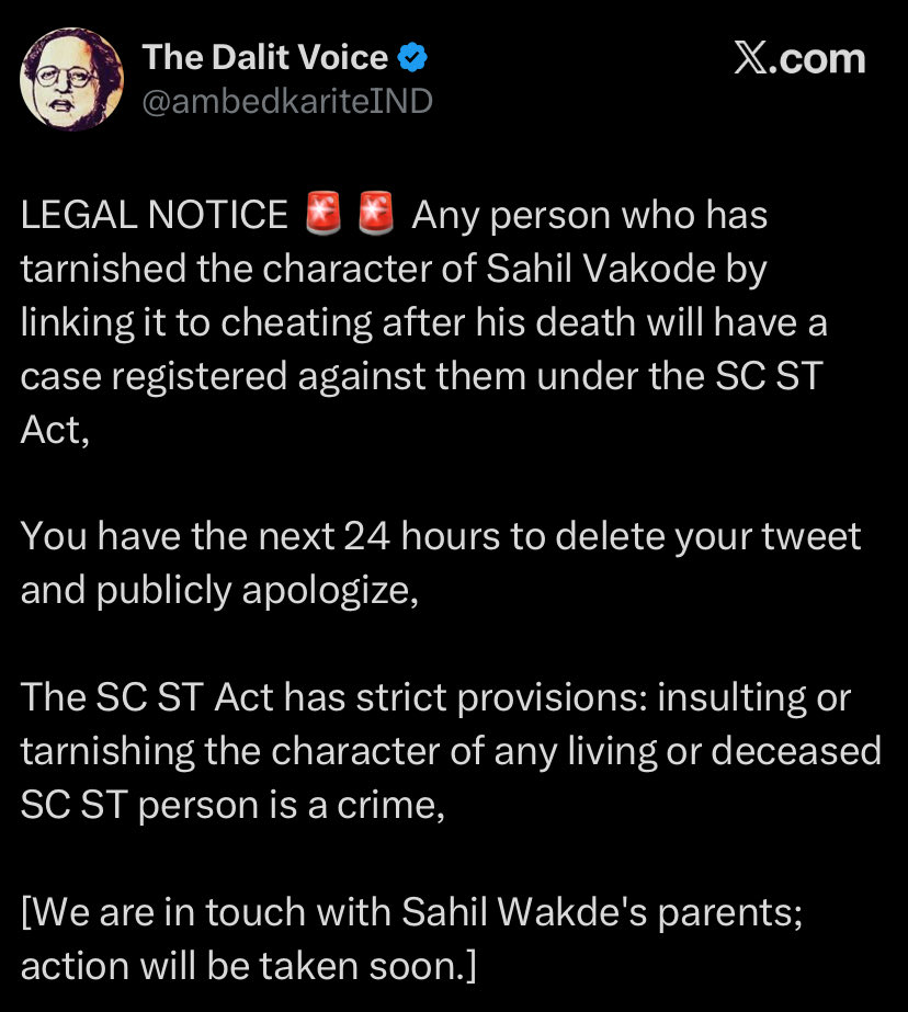 Crystal_x_Clear's tweet photo. Section 3(1)(v) of the SC/ST PoA, makes it a punishable offense for a person to disrespect any late person held in high esteem by members of SC/ST, by words (either written or spoken) or by any other means.

Now who has added this provision in 2015 which is being used by this👇🏻handle. The answer is Modi govt. Thats why people are calling it Modi Act.