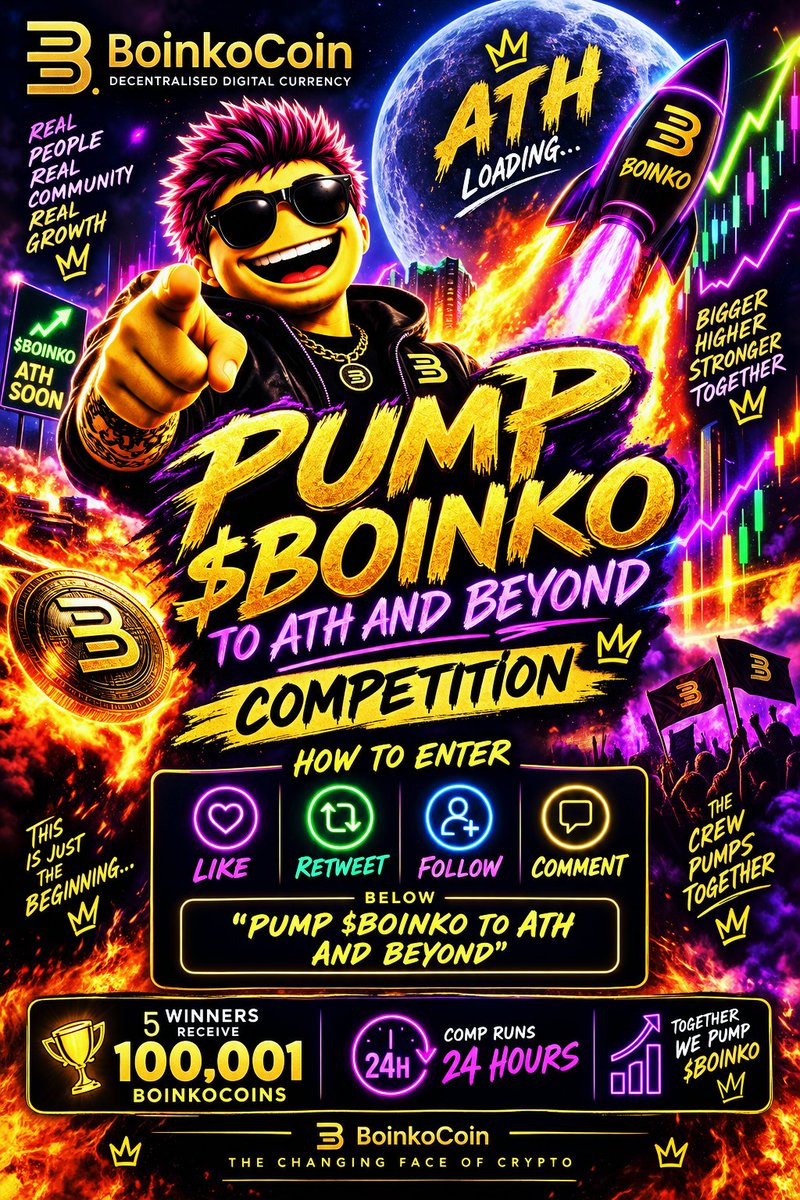 BoinkoCoin's tweet photo. 🔥Competition time 🔥 

🪙WIN 100,001 BoinkoCoins🪙 

Come and join the CREW and push $BOINKO to new highs 

To enter :

✅️LIKE 
✅️RETWEET
✅️FOLLOW
✅️COMMENT "PUMP $BOINKO TO ATH AND BEYOND"

Comp runs 24hrs 

@BoinkoCoin Just keeps giving 💰 🤑 💸 https://t.co/P3y0oV3tn1