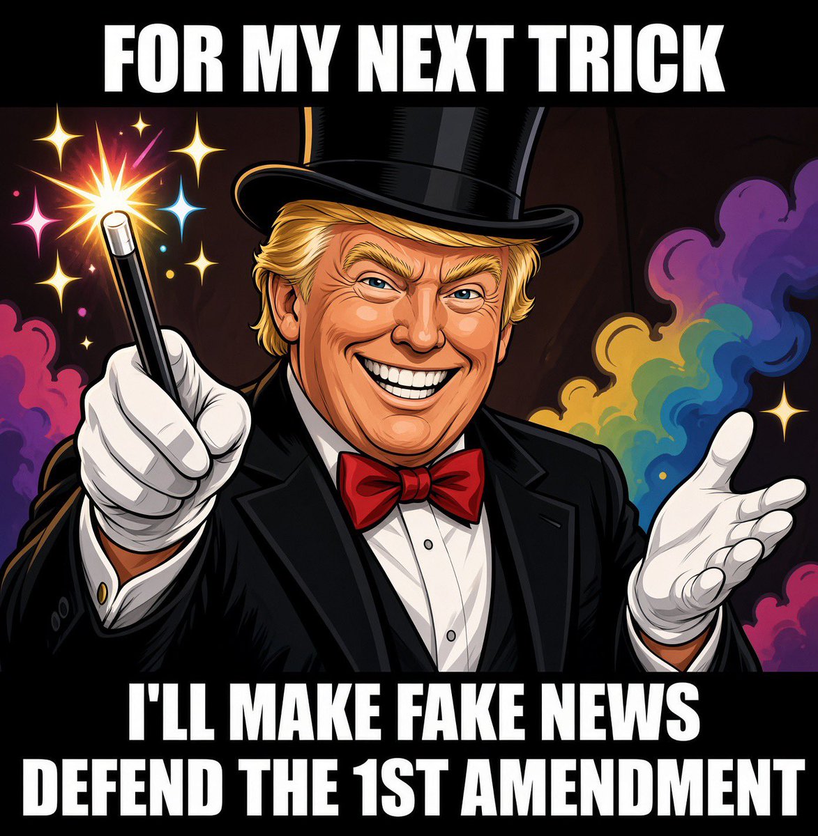 CRRJA5's tweet photo. Hey .@CNN  
.@ABC 
.@FoxNews 
“We won’t cover Trump.”

Trump pulls the #1a out of the hat . https://t.co/XygF1qJEMJ