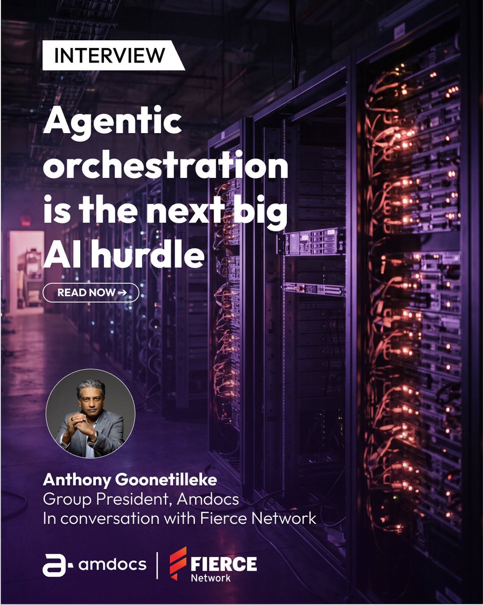 Amdocs's tweet photo. AI agents are like football or soccer players – each is highly skilled, but they must work together to win the game.

As our own Anthony Goonetilleke shares with Fierce Network, the next hurdle is orchestration: ensuring AI agents across the network, customer care and IT can work together toward shared business goals. 

Read more: https://t.co/IiOcLcwpdW 

#Amdocs #aOS #AgenticAI