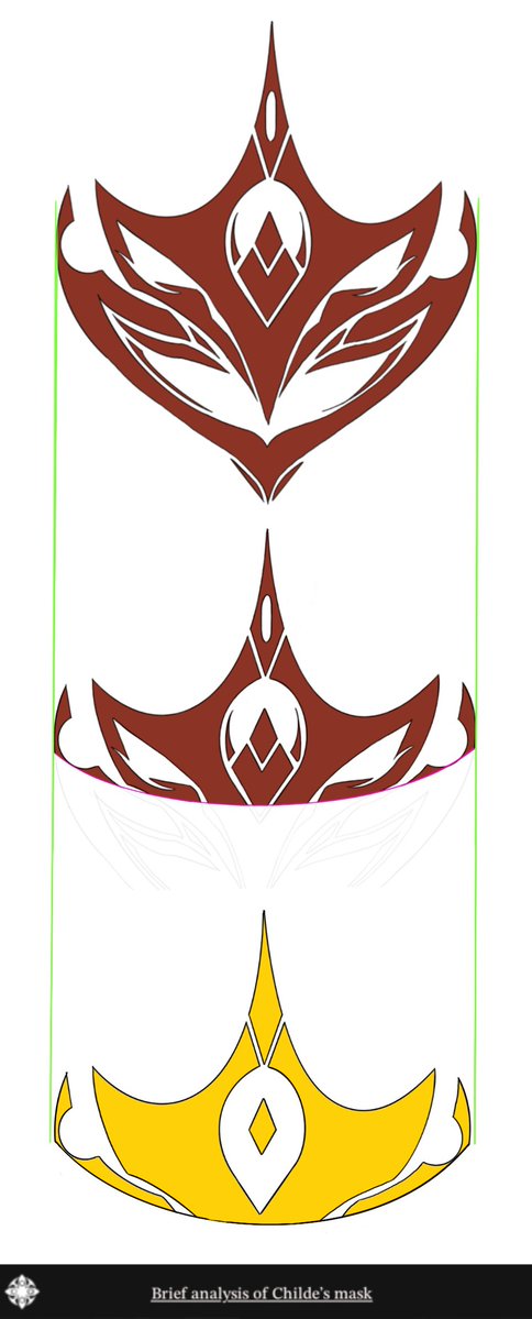flowersfortali's tweet photo. by taking a closer look at the silhouette of childe's mask i couldn't help but notice how its upper part looks like a crown, which makes a lot of sense, considering his codename means "young noble" in CN, his talent passive is a crown and someone mistook him for a prince once. https://t.co/CcVmwLQC7l