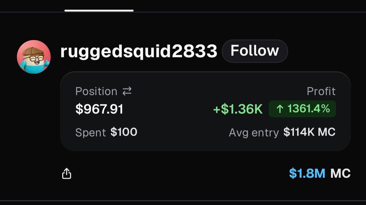 copypumpfun's tweet photo. $SUPERINU is on fire! trader 'ruggedsquid2833' spent only $100 and is up $1360+ he's still holding! https://t.co/eG8Tk2tMbo