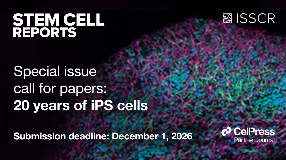 stemcellreports's tweet photo. Help commemorate 20 years of iPSC discovery by contributing to a special issue of Stem Cell Reports. The journal is seeking original research and perspectives that reflect the impact and future of iPSC science. Submissions are due 1 December 2026 👉 https://t.co/QngRlVuiUb https://t.co/HGiW0lVabQ