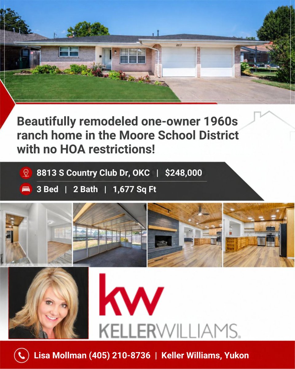 OKCHomesByLisa's tweet photo. 8813 S Country Club Dr, OKC | $248,000 (3 Bed | 2 Bath | 1,677 Sq Ft)
Lisa Mollman (405) 210-8736 | Keller Williams, Yukon https://t.co/WOPIVKIomh