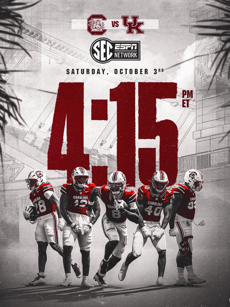 GamecockFB's tweet photo. A time and a network for our home matchup with Kentucky  | October 3rd - 4:15PM ET - SEC Network https://t.co/87NXN3cnnU