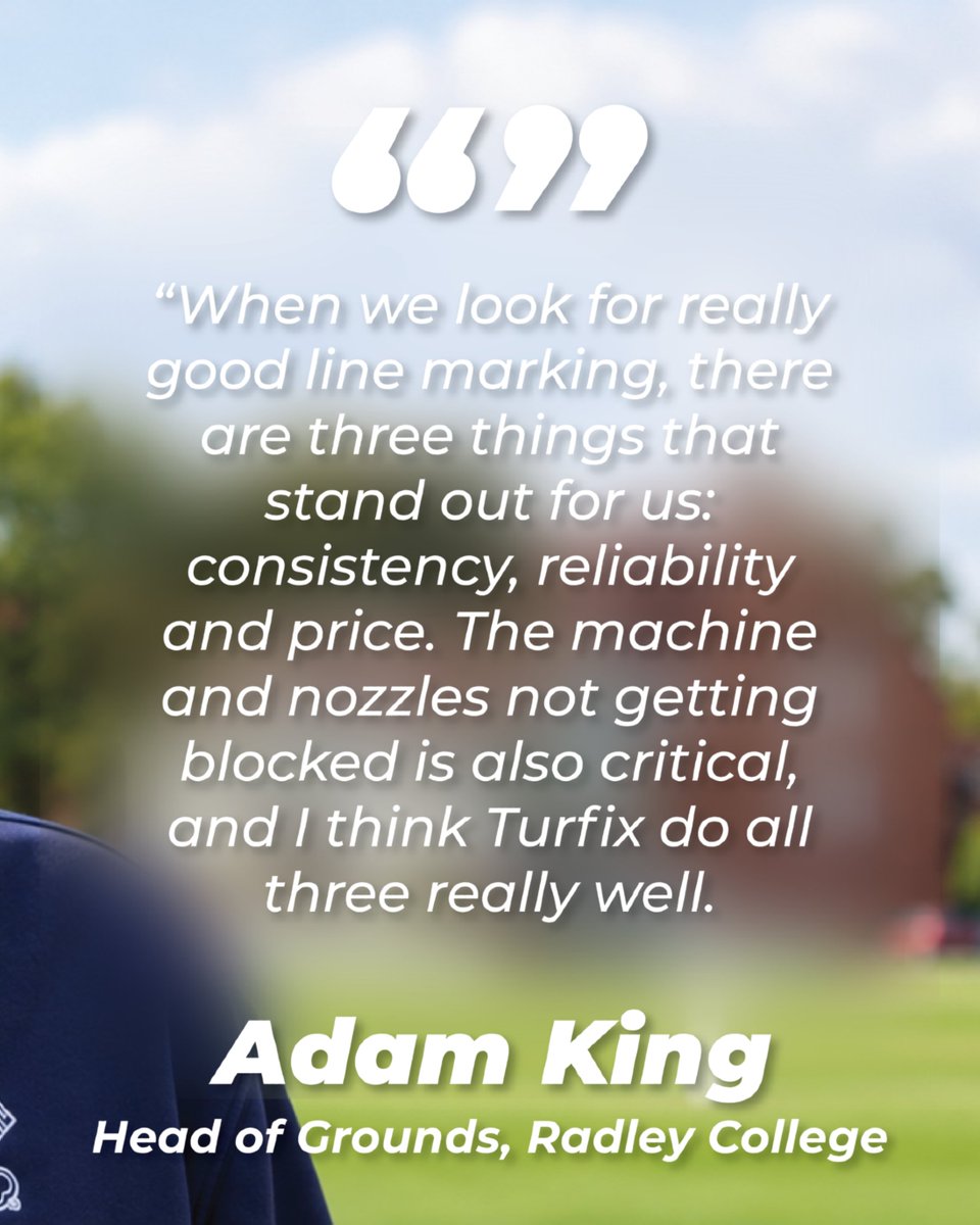 TurfixSolutions's tweet photo. Adam King, Head of Grounds at Radley College, explains why the team relies on Turfix and their three Hybrid line marking machines ✅

#Turfix #TurfManagement #RadleyCollege https://t.co/4QSjSCsBY8