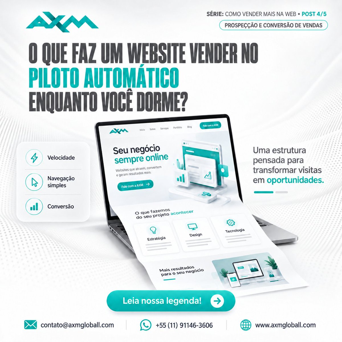 axmgloball's tweet photo. O que faz um website vender 24/7 no piloto automático?

🛠️ Hero Section clara (atenção em 3s)
🛠️ Copy focada na dor do cliente
🛠️ Prova social (depoimentos e cases)
🛠️ Carregamento instantâneo no celular
🛠️ CTAs/WhatsApp no ponto certo https://t.co/yvc98xL5AL