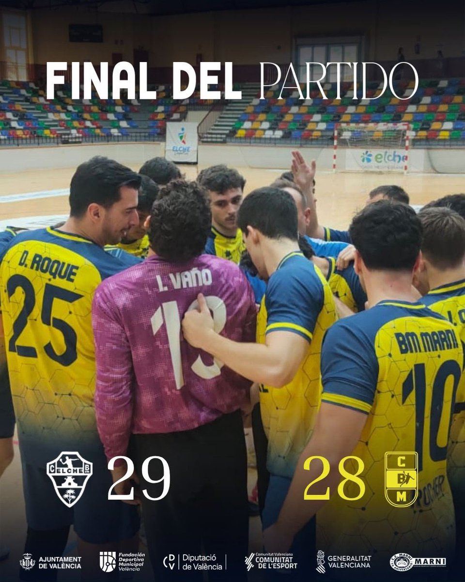 balonmanomarni's tweet photo. 🤾‍♂️RESULTADO PRIMERA NACIONAL

Debut amargo para los chicos de Patxi sin premio en la primera jornada. Una mala segunda parte terminó sentenciando el partido.

Marni, força!💛💙

@C_E_Marni @FDMValencia @dipvalencia @comunitatesport @dbSportpress @Nostresport https://t.co/YraWxZASut