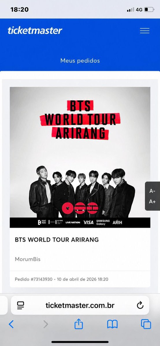 IKarna003's tweet photo. 🚨 SELLING 2 TICKETS FOR THE BTS WORLD TOUR ARIRANG SHOW🚨

Bleachers half-price 350.00

Floor seating half-price 700.00

‼️I do buyticket for both parties' security 🎫 And I accept card 💳‼️

TAGS; BTS,tickets,
btss,buy,sell,bts, bts sale, selling bts, BTSS Brazil,@Ticketmaster https://t.co/PjDI67vdeA