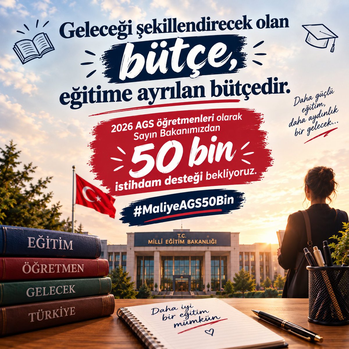 Mehmetuvhdv's tweet photo. Türkiye Yüzyılı'nı inşa edecek olanlar liyakatli öğretmenlerdir. Adil bir dağılımla 2026 AGS'ye 50 bin atama yapılarak sahanın ihtiyacı giderilmelidir. #MaliyeAGS50Bin https://t.co/0F9yo1QSy8