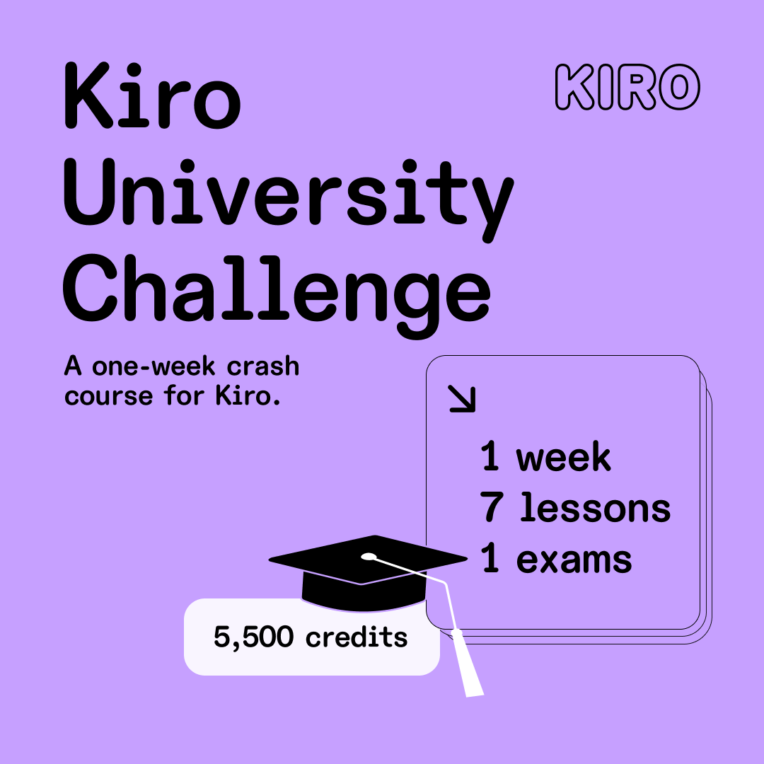 Class is back in session 🎓 The Kiro University Challenge starts today. A one week crash course for Kiro. 📚 7…