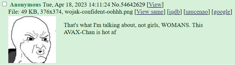 AvaxChanSF's tweet photo. Tue, Apr 18, 2023
That's what I'm talking about, not girls, WOMANS. This $AVAXCHAN is hot af

4sELcy2vtPDccNkAfA1MXp9UcdA3xyf2QYYKH8gfcVwb https://t.co/e6yQYp4HoL