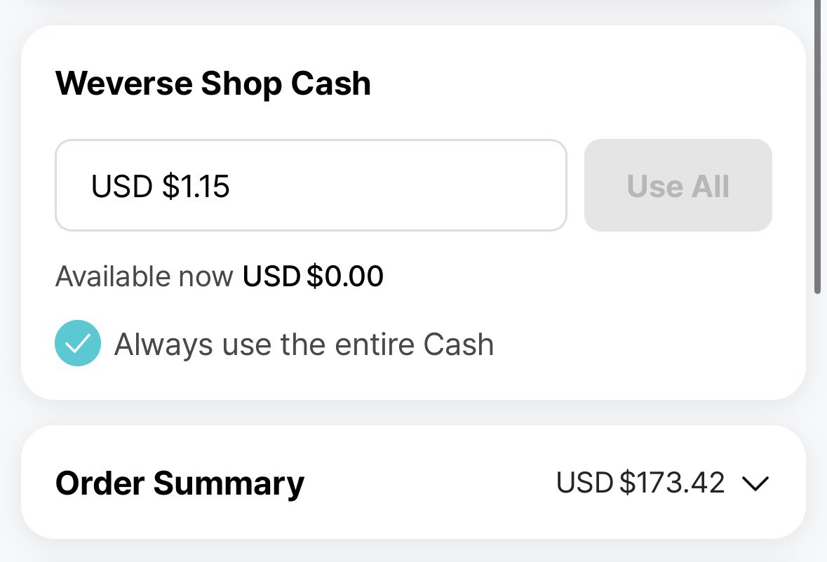 wildekoo's tweet photo. no better feeling than using my $1.15 on my $179 purchase on weverse https://t.co/32AjgFhVI7