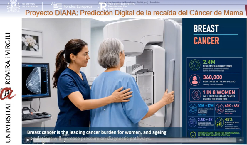 universitatURV's tweet photo. 📣El projecte de recerca DIANA de la #URV, dedicat a l’ajuda per la diagnosi del càncer de mama mitjançant tècniques d’IA, és semifinalista dels premis #EuropaSeSiente i necessita el teu vot per ser guanyador! El pots votar a la categoria Autonomia Estratègica.

👉https://t.co/JiohqW1M26