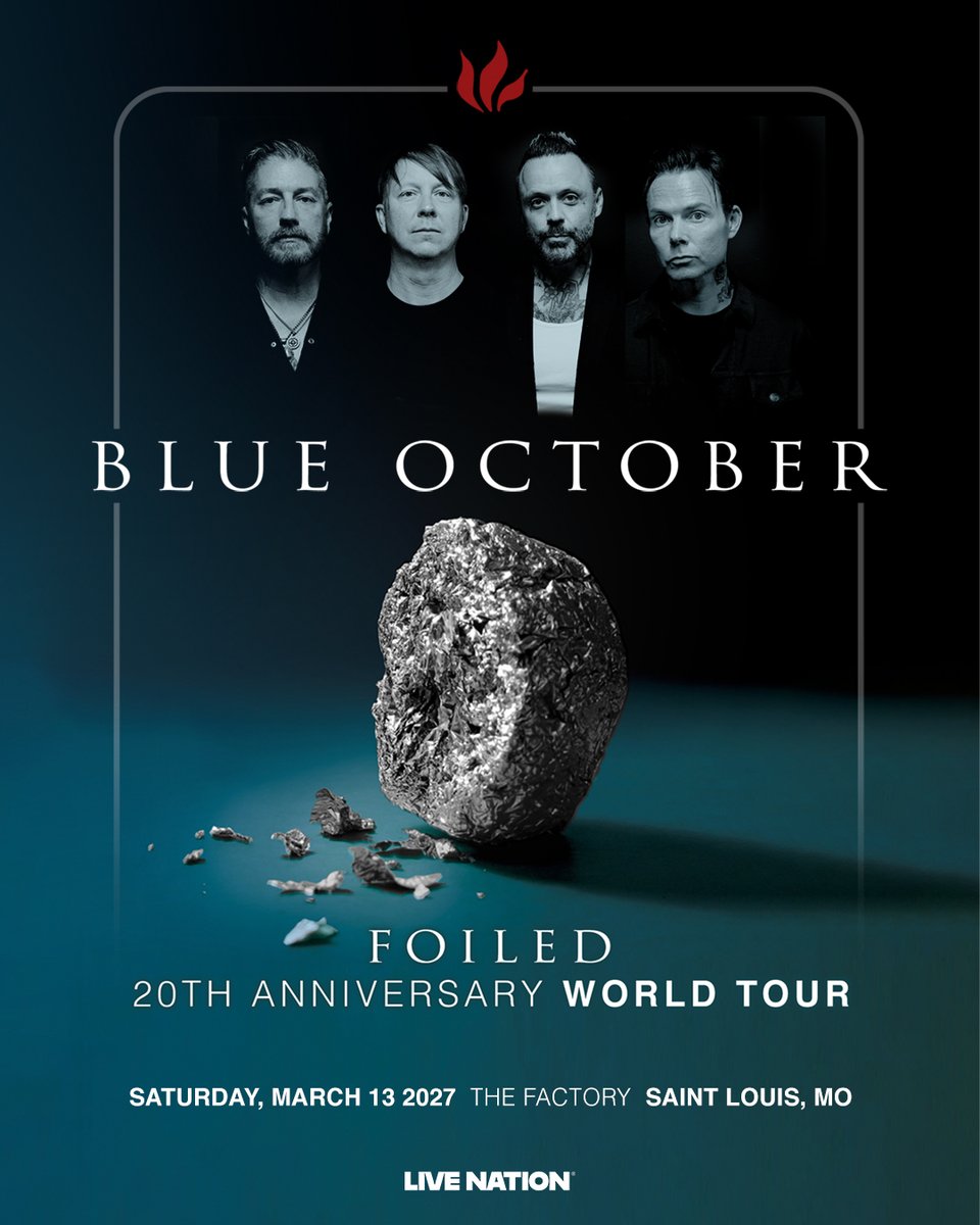 1057thePoint's tweet photo. We’ve got your chance to score FREE tickets for @blueoctober – celebrating the 20th Anniversary of Foiled – performed live in its entirety, front to back, along with all your favs – on Saturday night, March 13th at @thefactory_stl!

GET STARTED HERE 👇👇👇
https://t.co/Xm3Me614oK https://t.co/VSsNkxhg7Z
