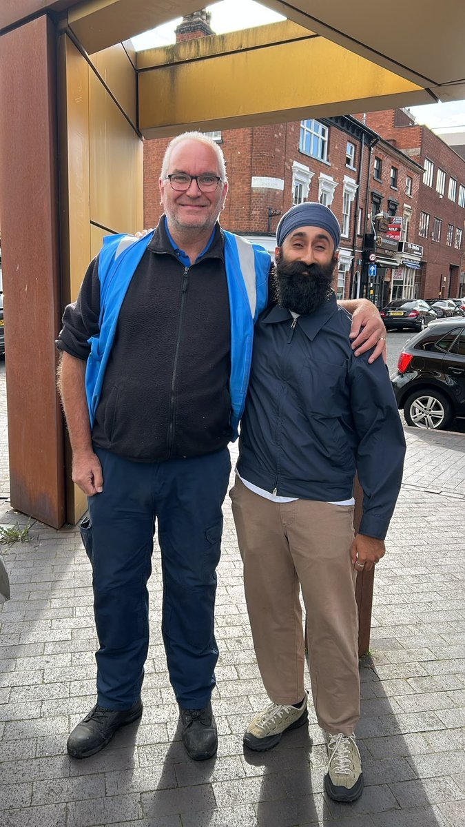 shuranjeetsingh's tweet photo. if you spend time in the jewellery quarter you will definitely recognise dennis - who works for the bid to make our community feel clean and welcoming ❤️

we had a great time litter picking recently, recounting stories of aston, handsworth and our favourite city brum 😊 https://t.co/uHucrACmZQ