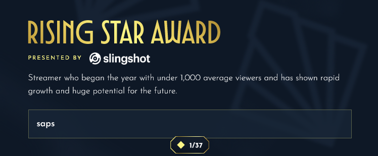 sapsarata's tweet photo. I think this year is the best chance I have...

VOTE saps FOR RISING STREAMER OF THE YEAR AND BEST MINECRAFT STREAMER! https://t.co/nmr5okrxJa