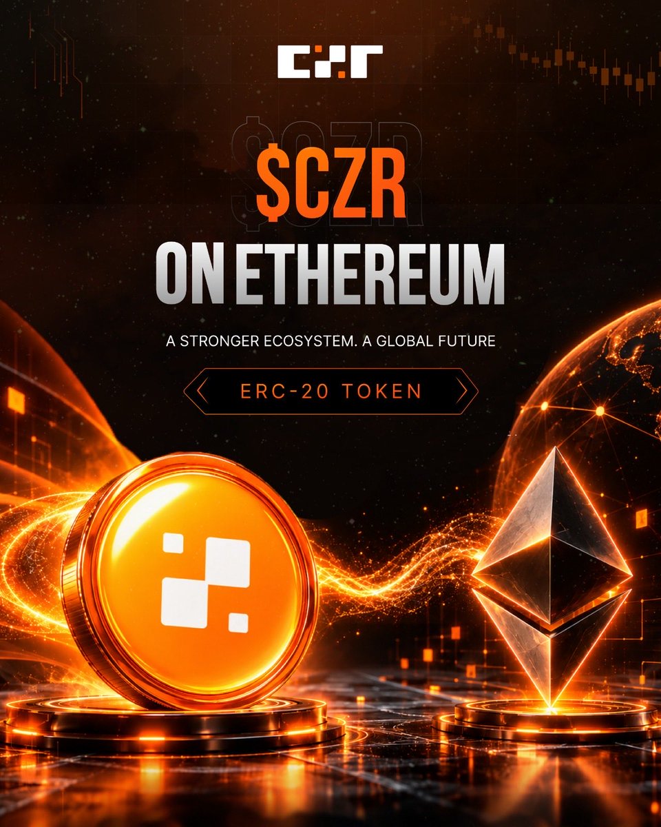czrexchange's tweet photo. $CZR is coming to Ethereum.

Built as an ERC-20 utility token, $CZR will connect @czrexchange, CZR Wallet, platform rewards, user benefits, and the expanding CZR ecosystem.

This is more than a token launch it marks the beginning of the next chapter for CZR as we continue building a stronger, more connected global digital-asset ecosystem.

$CZR launches for Spot trading through the CZR/USDT pair exclusively on CZR Exchange on October 1, 2026.

A stronger ecosystem. A global future.

Trade on CZR: https://t.co/b8rt9t2f77