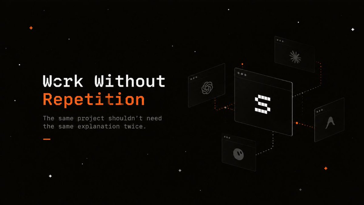 skilldotsync's tweet photo. Work Without Repetition

The same project shouldn't need the same explanation twice.

Move between agents without rewriting context, re-uploading files, or restarting workflows.

Keep your momentum across every session and workflow.

Focus on building, not repeating. https://t.co/DpMu4evf2N