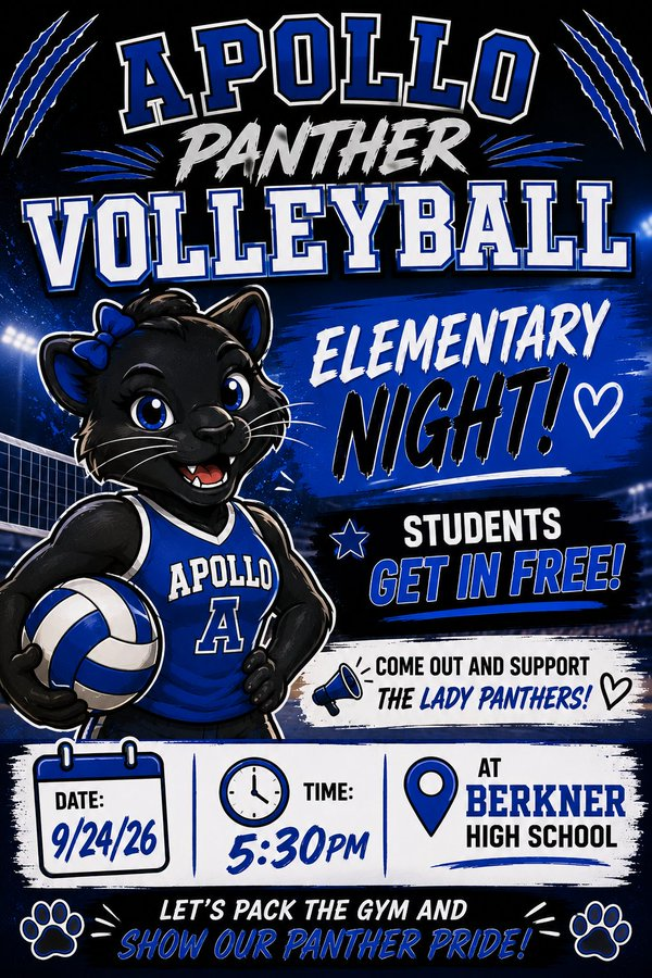 AJHLadyPanthers's tweet photo. Future Panthers Night is this Thursday, 9/24! Come out to Berkner High School and support our Apollo Lady Panthers as they take on North Junior High! 🏐 Bring your future Panthers and let’s pack the gym! https://t.co/JxxYOWVkPk