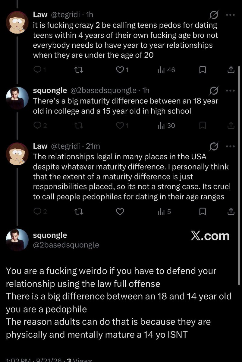 tegridi's tweet photo. pov: you get called a pedophile for defending teenager relationships and get blocked #Eatabagofdicks https://t.co/hJUC6Z016K