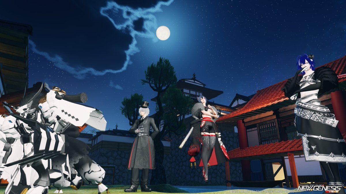 EmkataPso2's tweet photo. 三次会２
月夜に城背景

#PSO2NGS 
#クリエイティブスペース https://t.co/cc8HWJQh0S