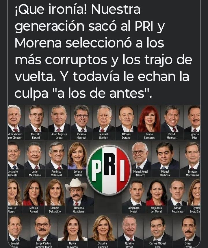 JACrespo1's tweet photo. Según los obradoristas, los corruptos de antes son los próceres de ahora, de la Cuarta Gesta Histórica de México. https://t.co/nRImlV6Eqn